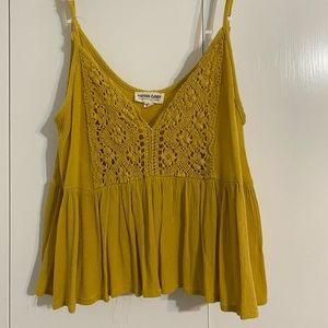 Yellow tank with lace detailing